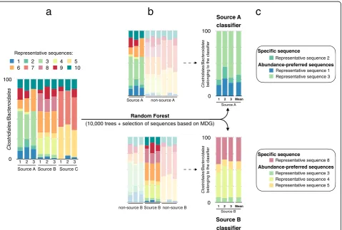 Fig. 1 Design of the classifiers. (a) Determination of the bacterial group profiles for each of the source samples