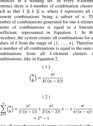 Figure 3. Examples of Various Length (i.e., Number of Elements) Patterns Extracted from One Sentence