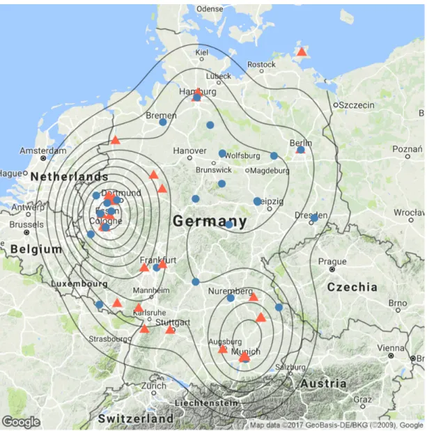 Figure 6. Participant Distribution across Germany with Densities. 