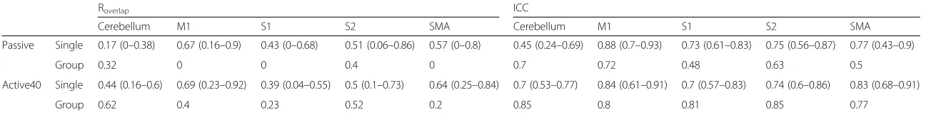 Table 5 Single subject and group values of Roverlap and ICC in each region of interest