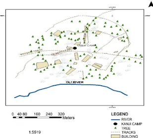 Figure 2. Map showing oli complex within the borgu sector of kainji lake national. 