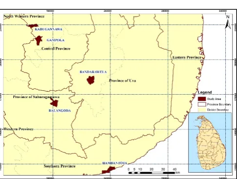 Figure 01: Location Map of Five Selected Urban Cities in Sri Lanka Source: Urban Development Authority, 2016  