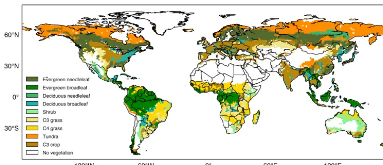 Figure 2. Map showing the plant functional types (PFTs) currently used in CABLE (Lawrence et al., 2012)