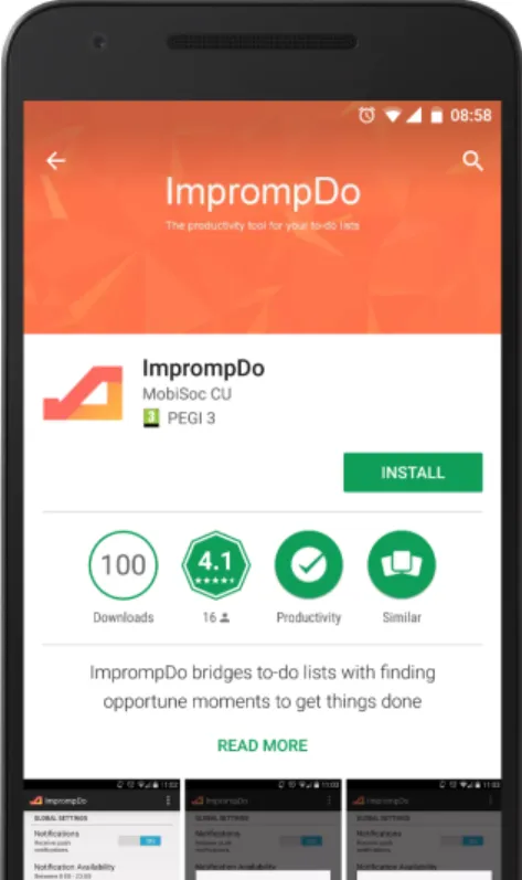 Figure 3.3: The ImprompDo app listing on the Google Play Store.