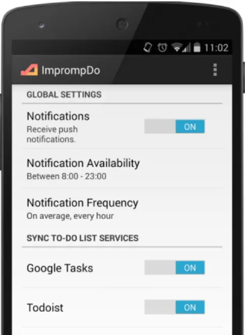 Figure 3.4: The main UI screen for the ImprompDo app after initial setup. Figure from [122].