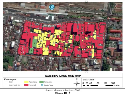 Figure III. 2 Existing Land Use Map of Sosrowijayan As shown on the existing land use map above, most are in accordance with the land use plan of trade and service area which has been 