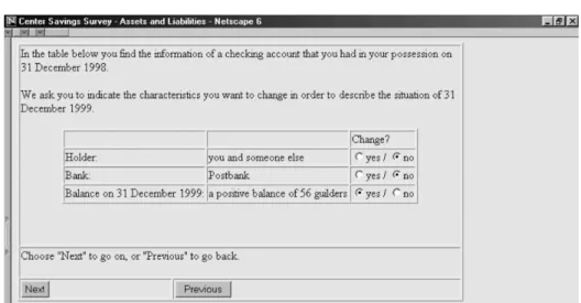 Figure 4. A screen capture showing a question related to preloaded information
