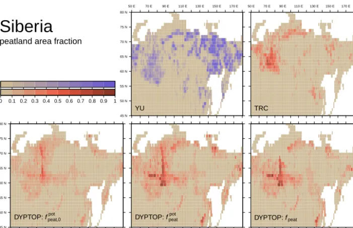 Figure 10. Global distribution of limitations to peatland establish-scribed in Sect. 4.1