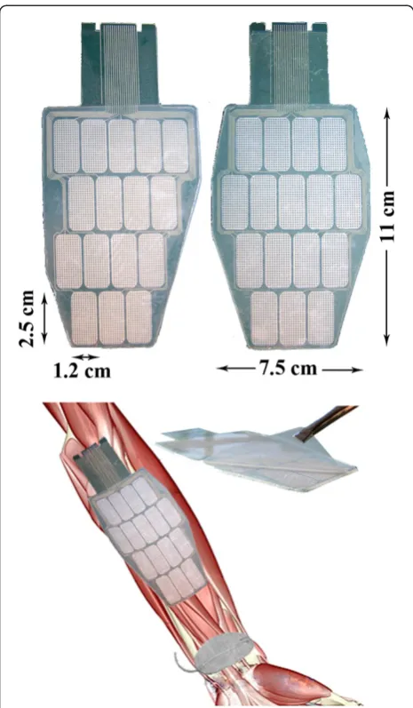 Figure 13 The shape of electrodes dedicated to the stimulationof wrist and finger flexor and extensor muscles.
