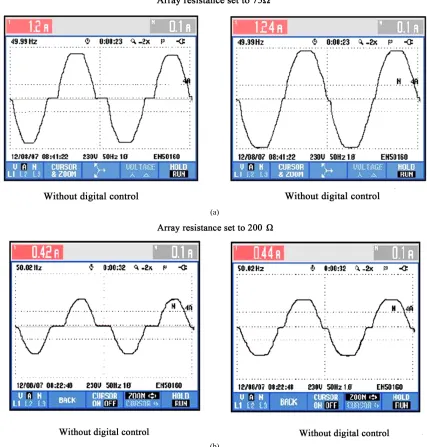 Figure 7 compares the array performance with and without digital control at different resistance settings