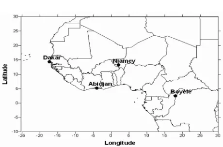 Figure 1. Geographical location of the rainfall measure-ment data sites by the aid of disdrometer