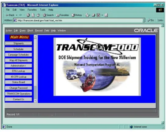 Figure 1 – TRANSCOM2000 Home Page 