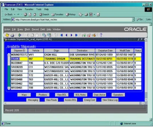 Figure 3 – Available Shipment Screen 