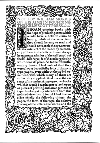 Figure 1. The Golden type, 1892, drawn by William Morris and cut by Edward Prince. The opening page of William Morris’ A Note by William Morris on His Aims in Founding the Kelmscott Press