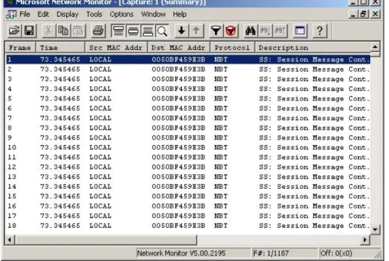 Figure 8-6 : summary display of NBT protocol frames 