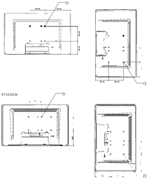 Figure 2-1 : VESA mounting interface location, pedestal removed 