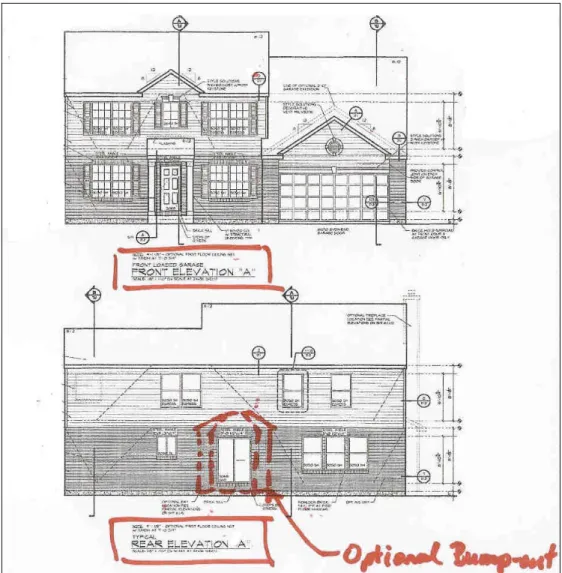 Figure 3: Plan Elevations Showing Front and Rear  Braced Wall Line Conditions and Optional Plan Features