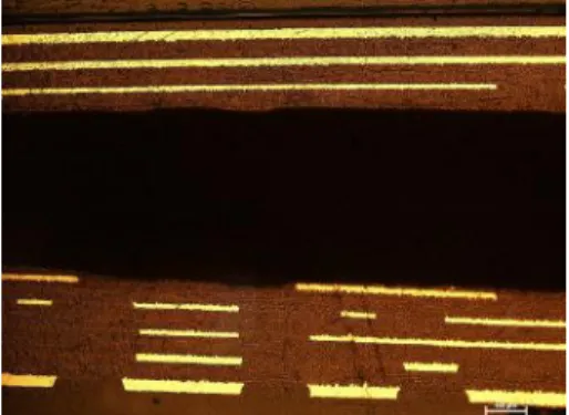 Figure 17: Cross section after reflow testing, Occurred delamination at TV3 