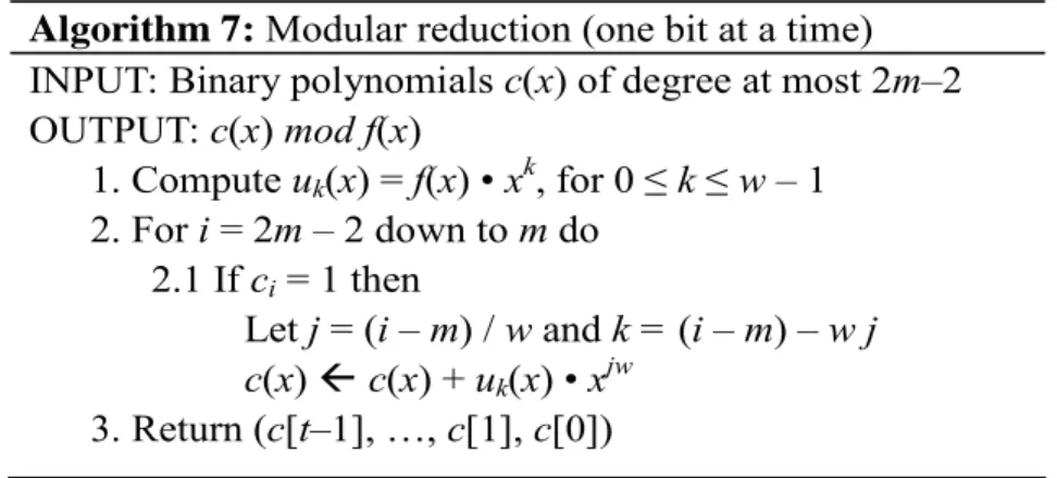 Figure 7: Modular reduction one bit per time 