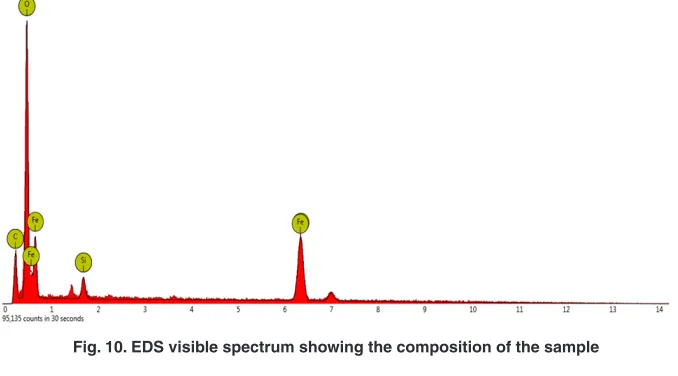 Fig. 10. EdS visible spectrum showing the composition of the sample