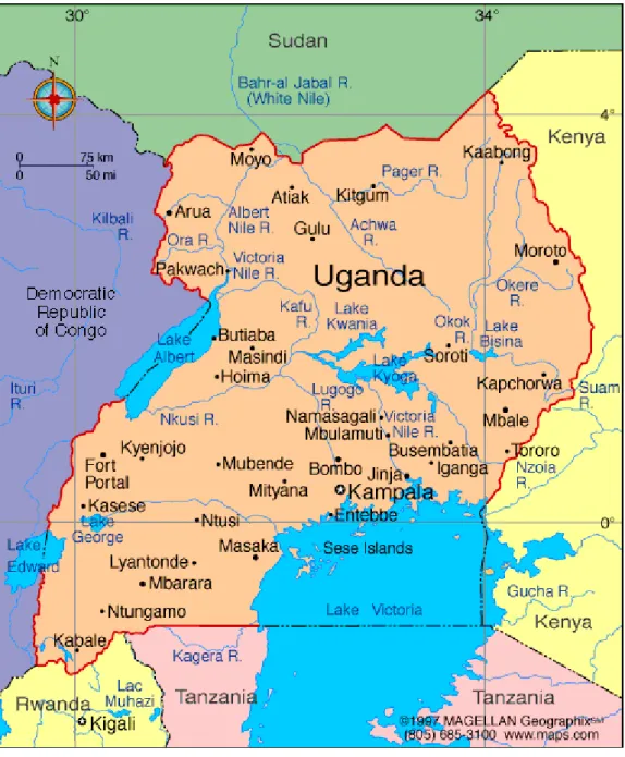 Figure 2.1: Map of Uganda  