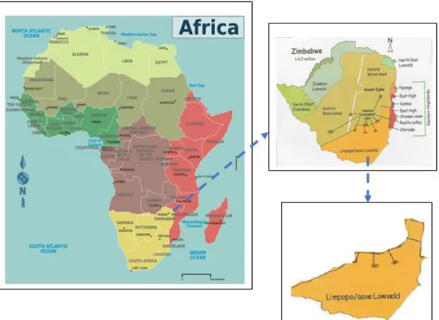 Figure 3-1: Zimbabwe map showing the Limpopo/ Save Lowveld 