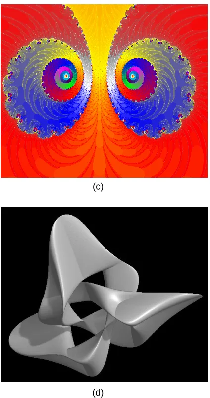Fig 10: iteration (a) IFSX fractal (b) Devoured fractal (c) Face 2 Face  Images of fractal after applying some number of fractal (d) Triangular Terifoil fractal  