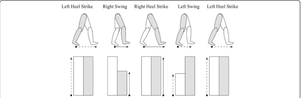 Figure 1 Visual feedback display. The range of the right and left step lengths was mapped to the visual feedback bars, shown in the bottomrow