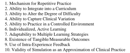 Table 3.  Features and uses of high-fidelity medical simulations that lead to effective learning