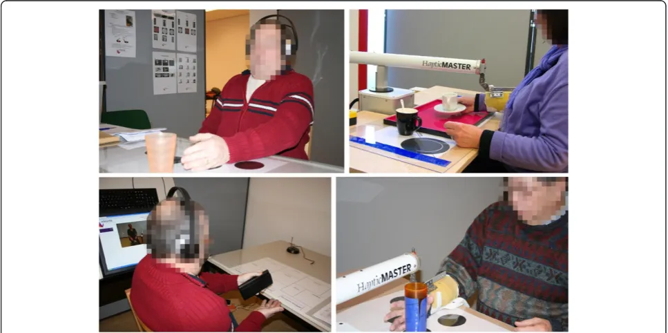 Figure 1 Picture of patients training in the control group (left) and in the experimental group (right).