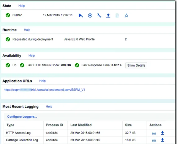 Figure 12.6  ESPM Web Service Application Status Display (with Application URL Shown)