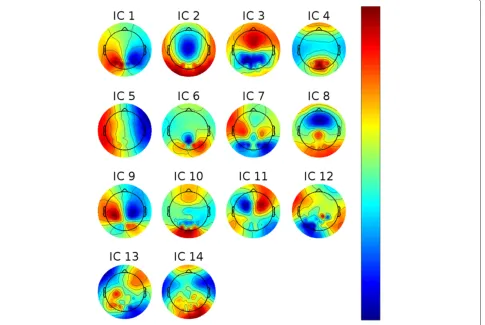 Figure 3 All non-rejected ICs. The figure shows all ICs that were kept after rejecting non cortical ICs.