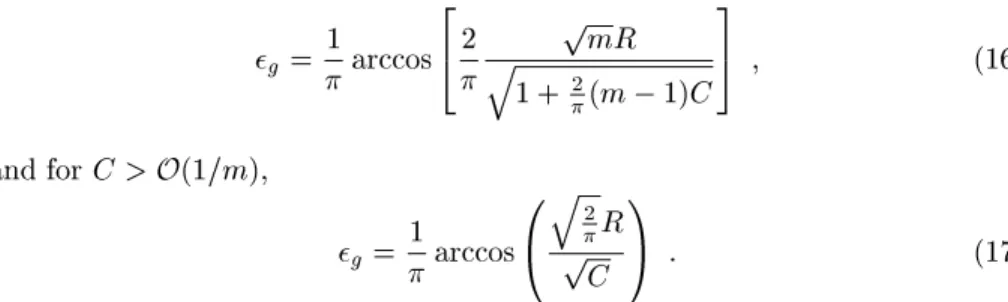 Fig. 1. The dotted line shows the generalization curves of majority vote by a population of binary perceptrons trained with the same example sets at T = 5