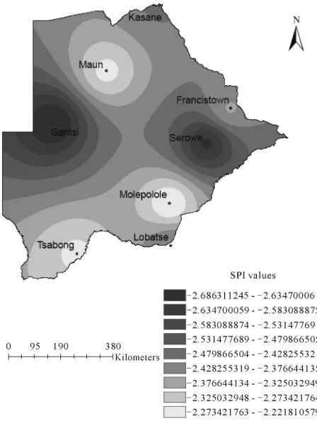 Figure 16. 12 months very severe drought spatial occurrence. 