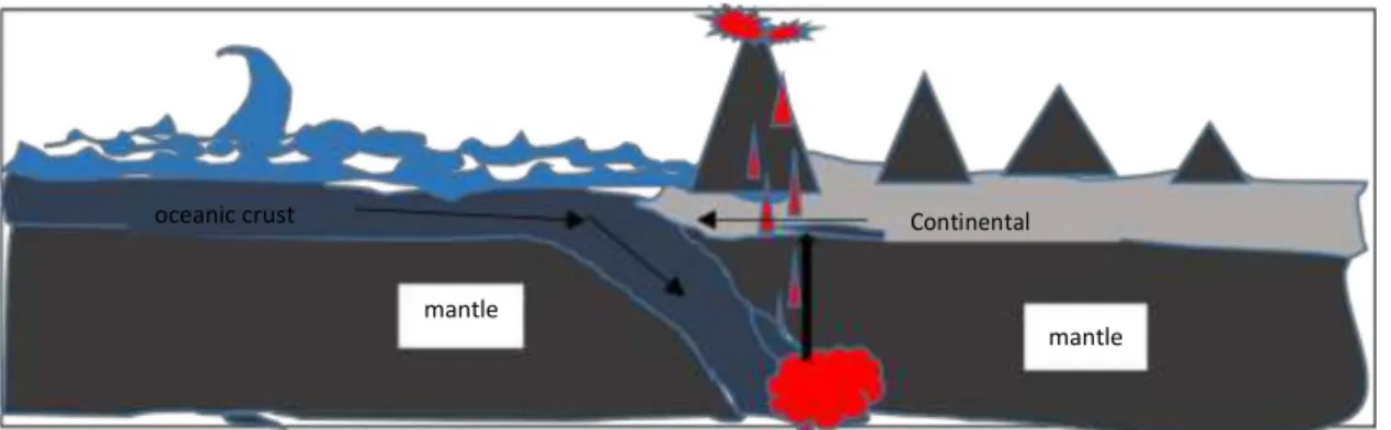 Figure 1. Convergence of oceanic and continental crust 