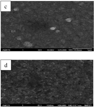 Figure 3: (a) as-deposited sample (b) sample annealed at 2500C (c) sample annealed at 3500C (d) sample annealed at 4500C  