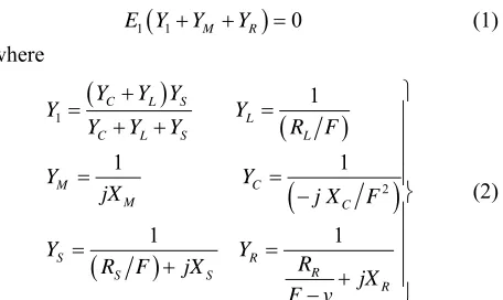 Figure 1. Per phase equivalent circuit of SEIG. 