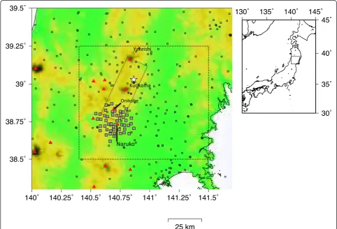 Figure 1 Distribution of stations. Small squares denote the stations used in this study