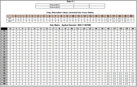 Figure 5: Rule matrix for Rule # 1 