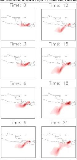 Figure 3:  Volcanic Ash Spreading of Barujari mount on 4th of November 2015 on 700 hPa layer 