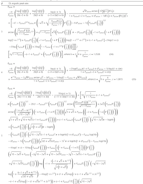 Table 1 Closed form expressions for the DL ergodic peak rate for different path-loss exponents