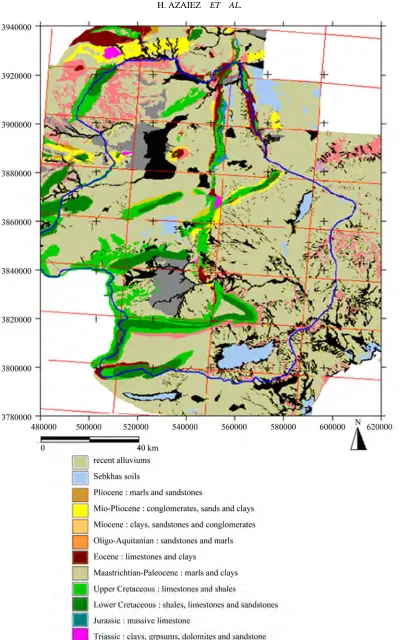 Figure 2. Geologic map of Sidi Bouzid basin and surrounding area (adapted after Smida, 2008)