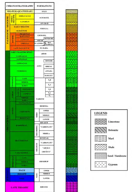 Figure 4. Lithostratigraphic column of Sidi Bouzid basin and surrounding area. 