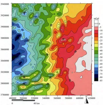 Figure 6. Satellite Bouguer gravity map of Sidi Bouzid basin and surrounding area. 