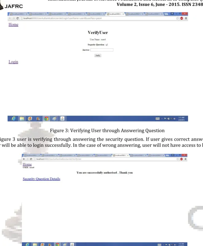 Figure 3: Verifying User through Answering Question 