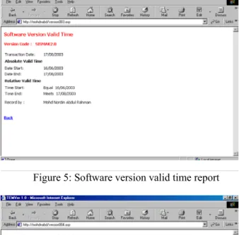 Figure 5: Software version valid time report 