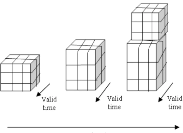Fig. 2:  Three  dimensional  views  of  transaction-time  relations 
