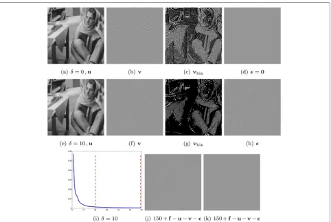 Fig. 2 Visualization of the decomposition results by DG3PD withnumber of iterations ( δ = 0 (a–d) and δ = 10 (e–h) after 20 iterations
