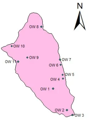 Fig 1: Well locations in study area  