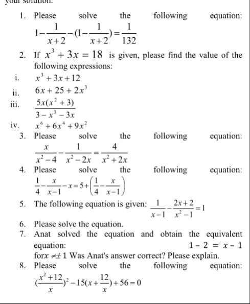 Table No. 2 presents the distribution (percentage) of the way the participants used for solving selected questions
